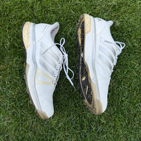 Adidas Adipower Boost Mens 10.5 White and Grey Golf Cleats - Picture 3 of 16